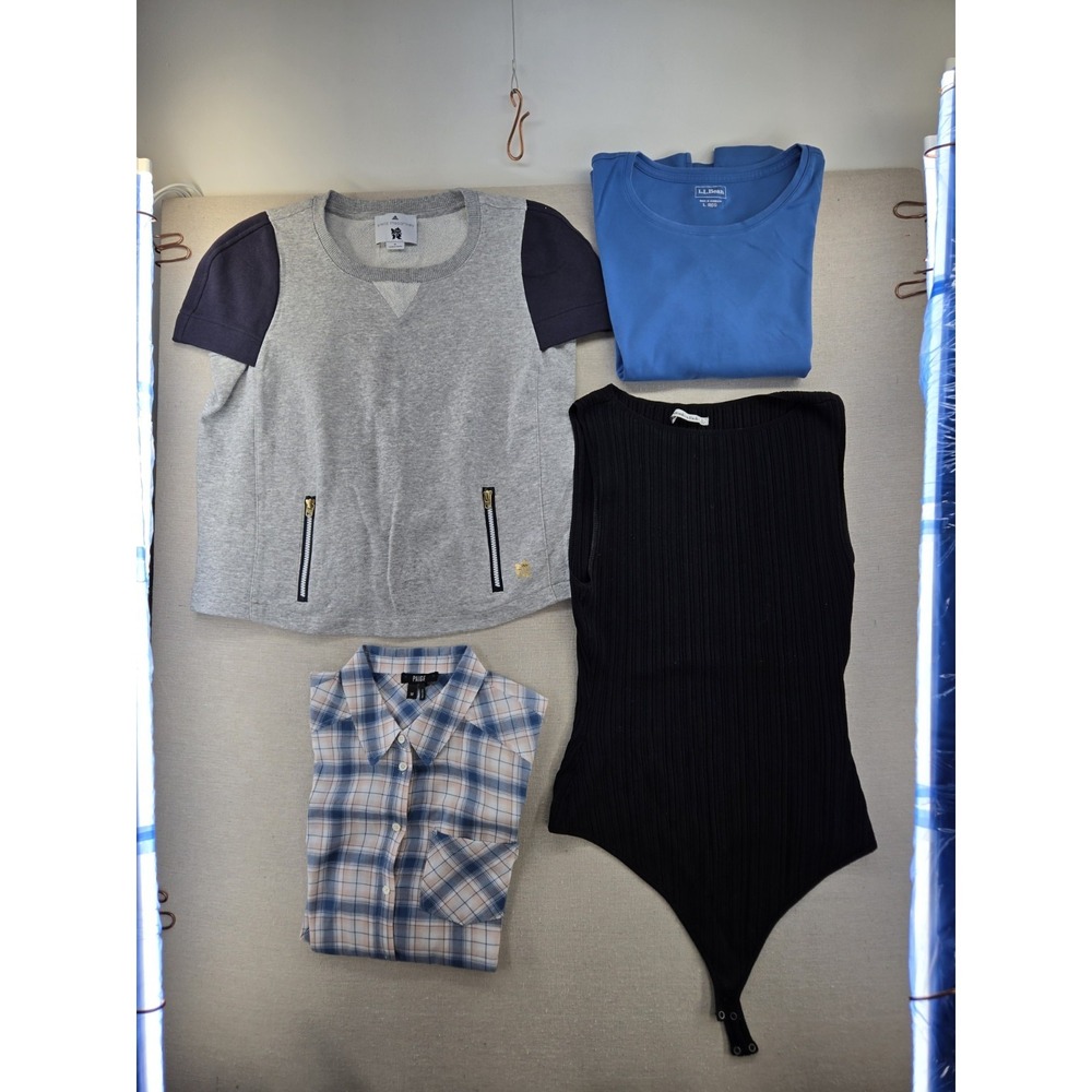 Lot Of 4 Tops Medium Large Paige LL Bean Adidas Abercrombie Bodysuit T Shirt